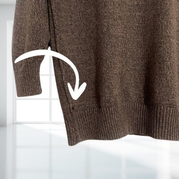 BCBGeneration Brown Tan Ribbed V-Neck Sweater, Exposed Seams, Size XXS - Cotton - Picture 10 of 14